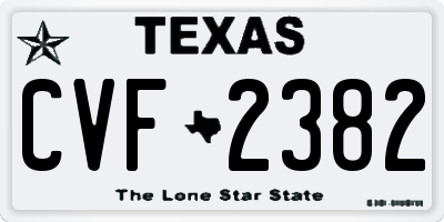 TX license plate CVF2382