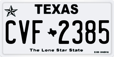 TX license plate CVF2385