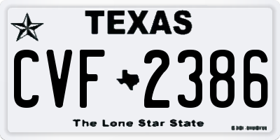 TX license plate CVF2386