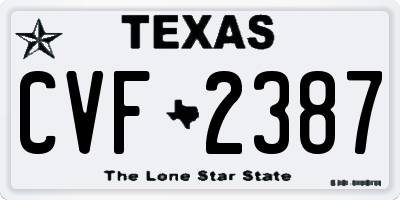 TX license plate CVF2387