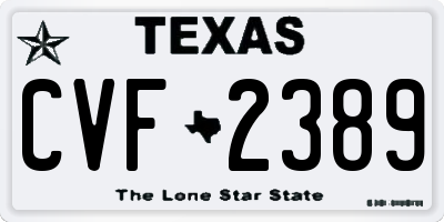 TX license plate CVF2389