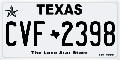 TX license plate CVF2398