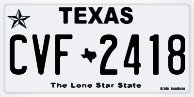 TX license plate CVF2418