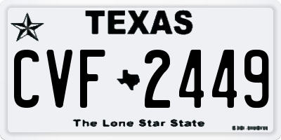 TX license plate CVF2449