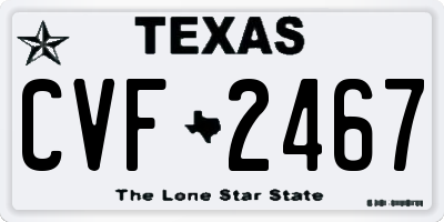 TX license plate CVF2467