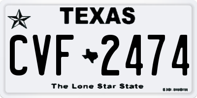 TX license plate CVF2474
