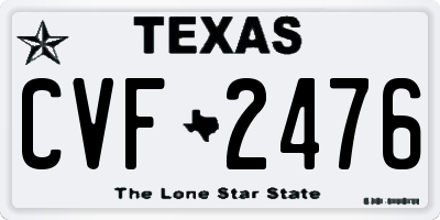 TX license plate CVF2476