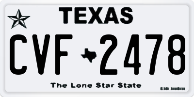 TX license plate CVF2478