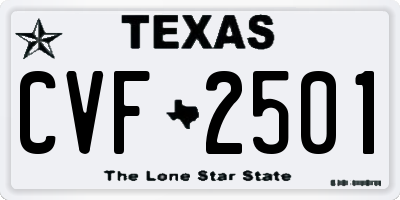 TX license plate CVF2501