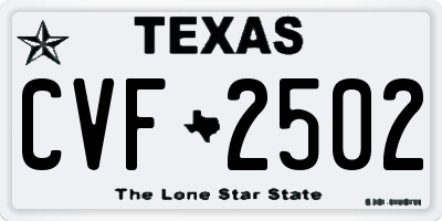 TX license plate CVF2502