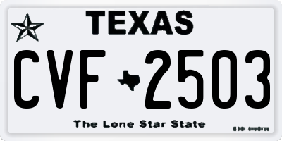 TX license plate CVF2503