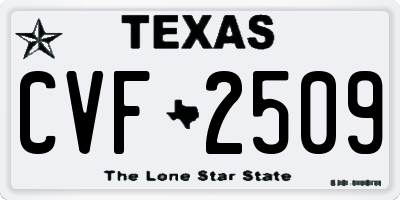 TX license plate CVF2509