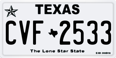 TX license plate CVF2533
