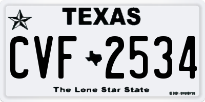 TX license plate CVF2534