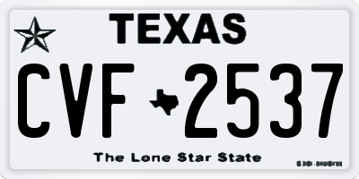 TX license plate CVF2537
