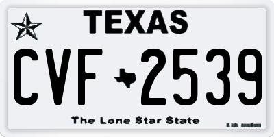 TX license plate CVF2539