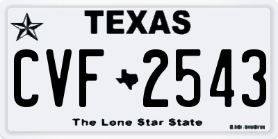 TX license plate CVF2543