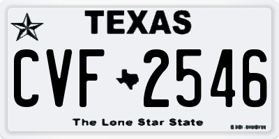 TX license plate CVF2546