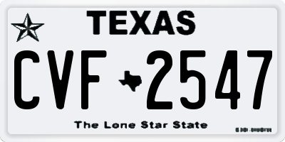 TX license plate CVF2547