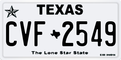 TX license plate CVF2549