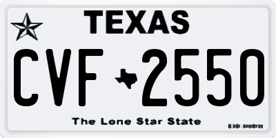 TX license plate CVF2550