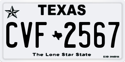 TX license plate CVF2567