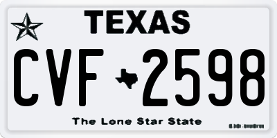 TX license plate CVF2598