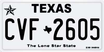 TX license plate CVF2605