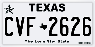 TX license plate CVF2626