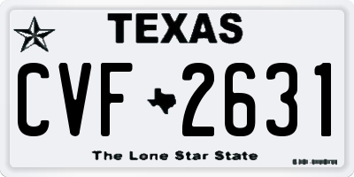 TX license plate CVF2631
