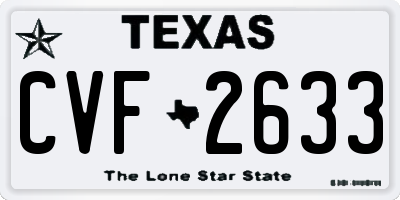 TX license plate CVF2633