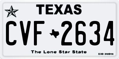 TX license plate CVF2634