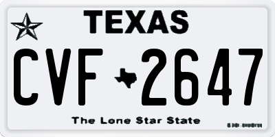 TX license plate CVF2647