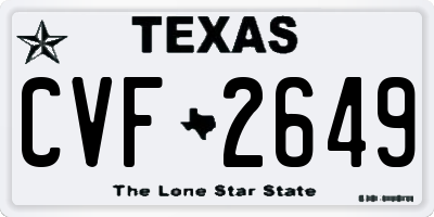 TX license plate CVF2649