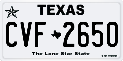 TX license plate CVF2650
