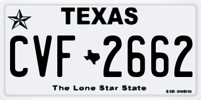 TX license plate CVF2662