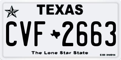 TX license plate CVF2663