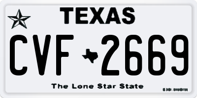 TX license plate CVF2669