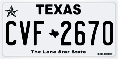 TX license plate CVF2670