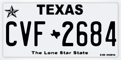 TX license plate CVF2684