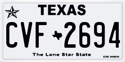 TX license plate CVF2694