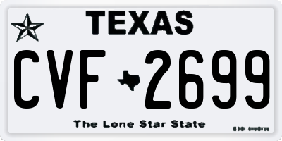 TX license plate CVF2699