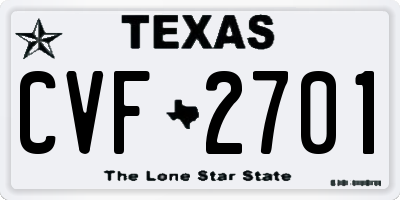 TX license plate CVF2701