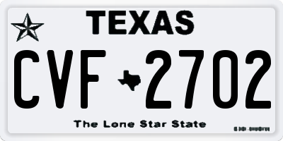 TX license plate CVF2702