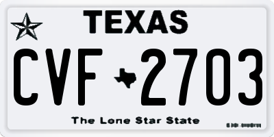TX license plate CVF2703