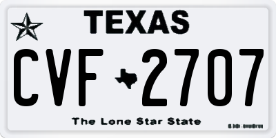 TX license plate CVF2707