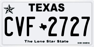 TX license plate CVF2727