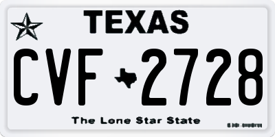 TX license plate CVF2728