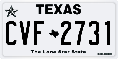 TX license plate CVF2731