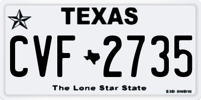 TX license plate CVF2735
